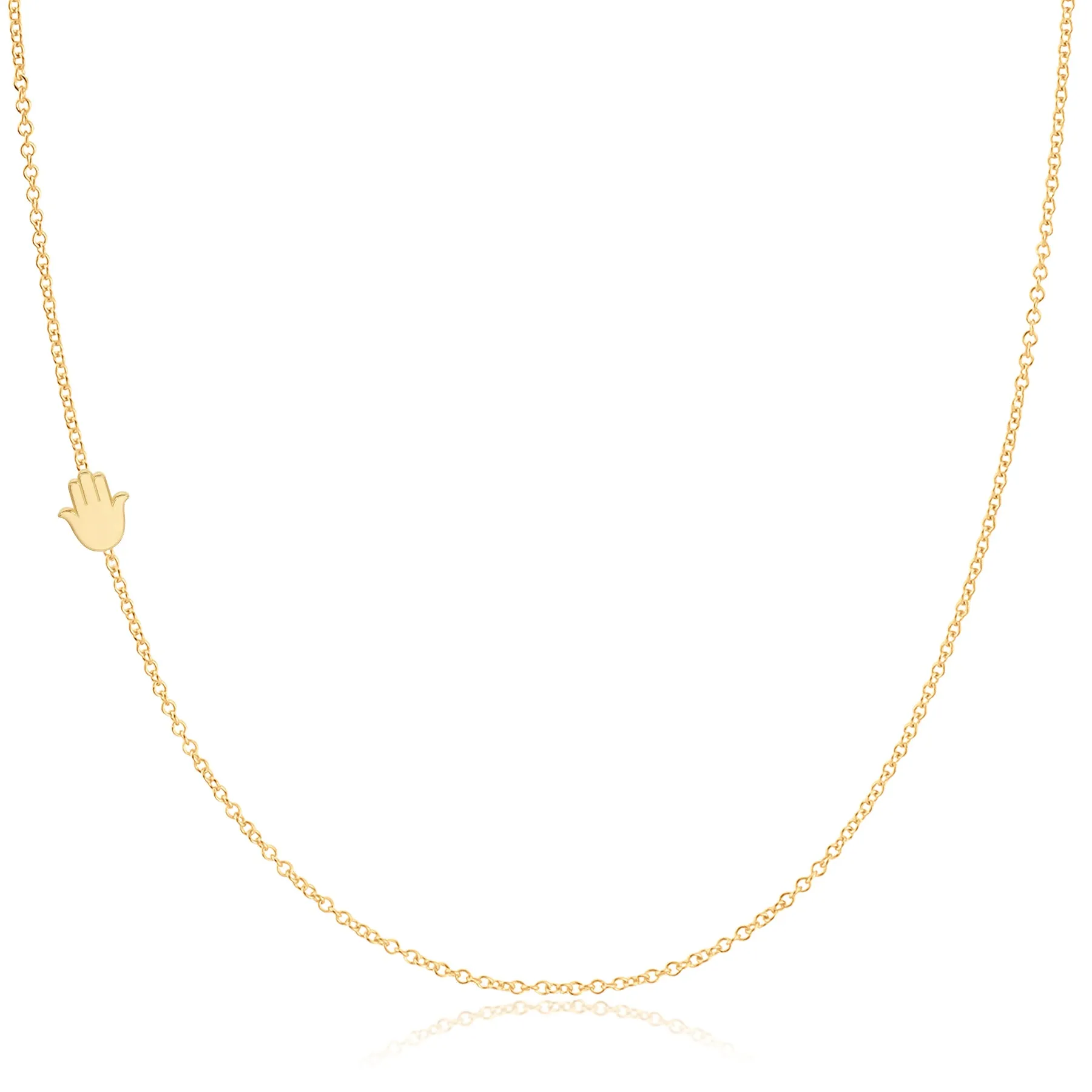 14K GOLD ASYMMETRICAL CHARM NECKLACE - Hamsa