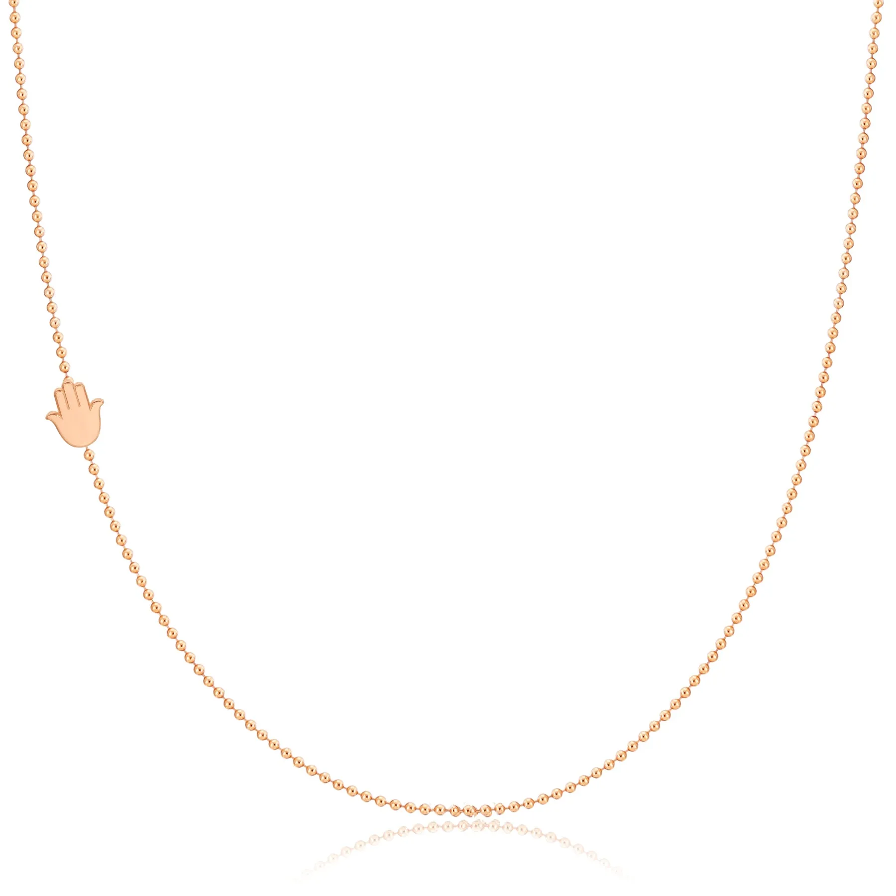 14K GOLD ASYMMETRICAL CHARM NECKLACE - Hamsa