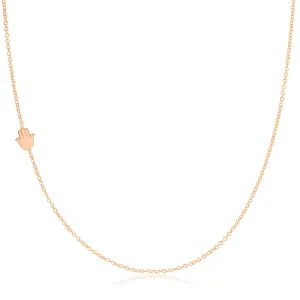 14K GOLD ASYMMETRICAL CHARM NECKLACE - Hamsa