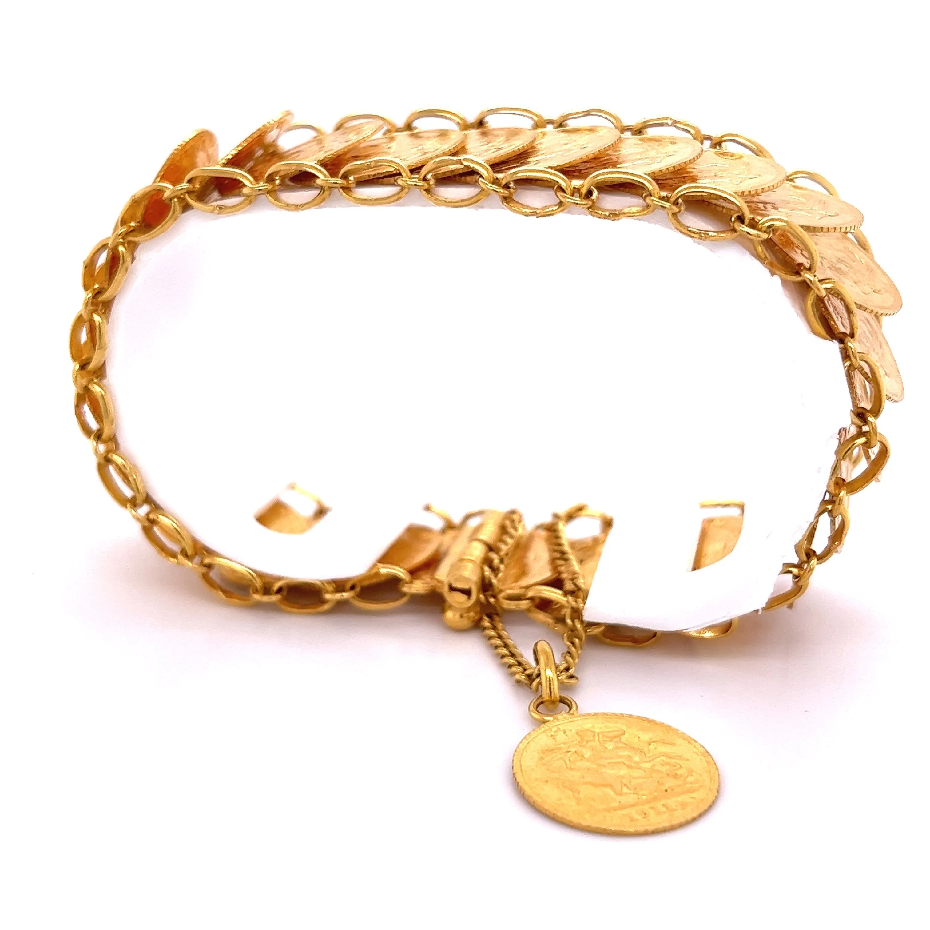 1911 King George V British Royal Mint Gold Coin Bracelet in 22k Gold | Replica