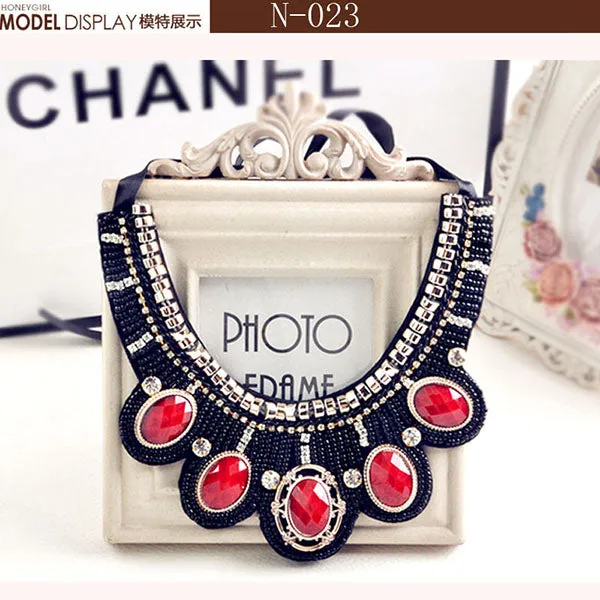 2016 Fashion Collar Flower Power choker Vintage Bohemian Long  Necklace Women Maxi big bead fine Jewelry  charms collier femme