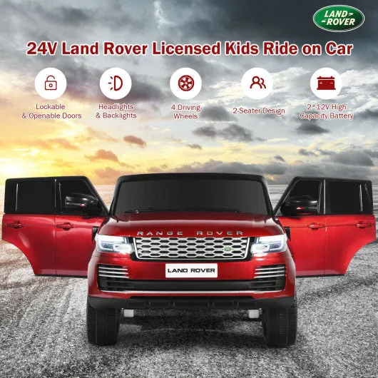 24V 2-Seater Licensed Land Rover Kids Ride On Car with 4WD Remote Control-Red