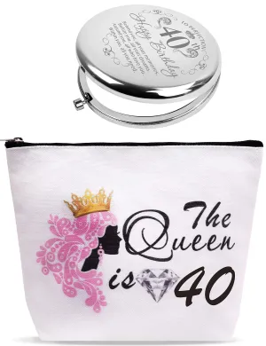 40th Birthday Compact Mirror, 40th Birthday Makeup Mirror, 40th Birthday Gifts for Women