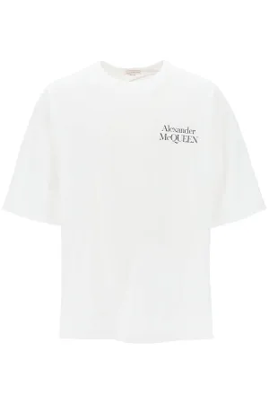 Alexander mcqueen maxi logo print oversized t-shirt