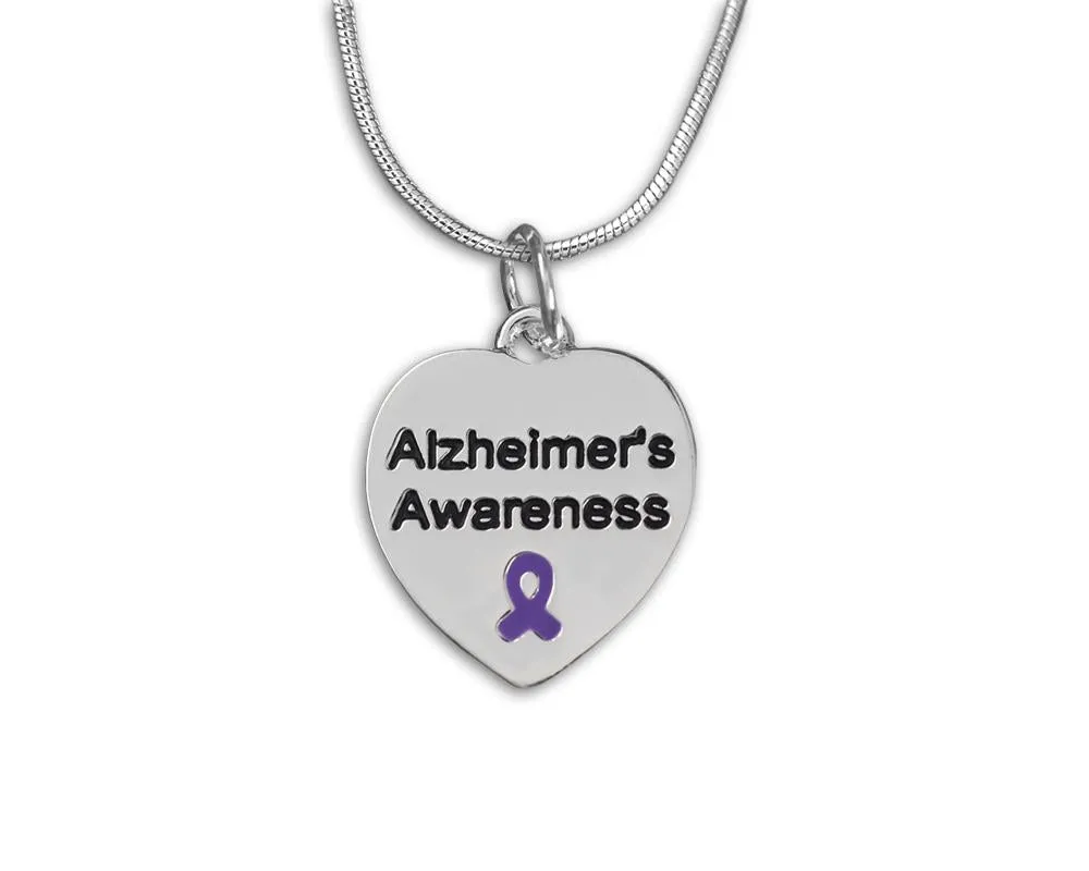 Alzheimer's Awareness Heart Necklaces