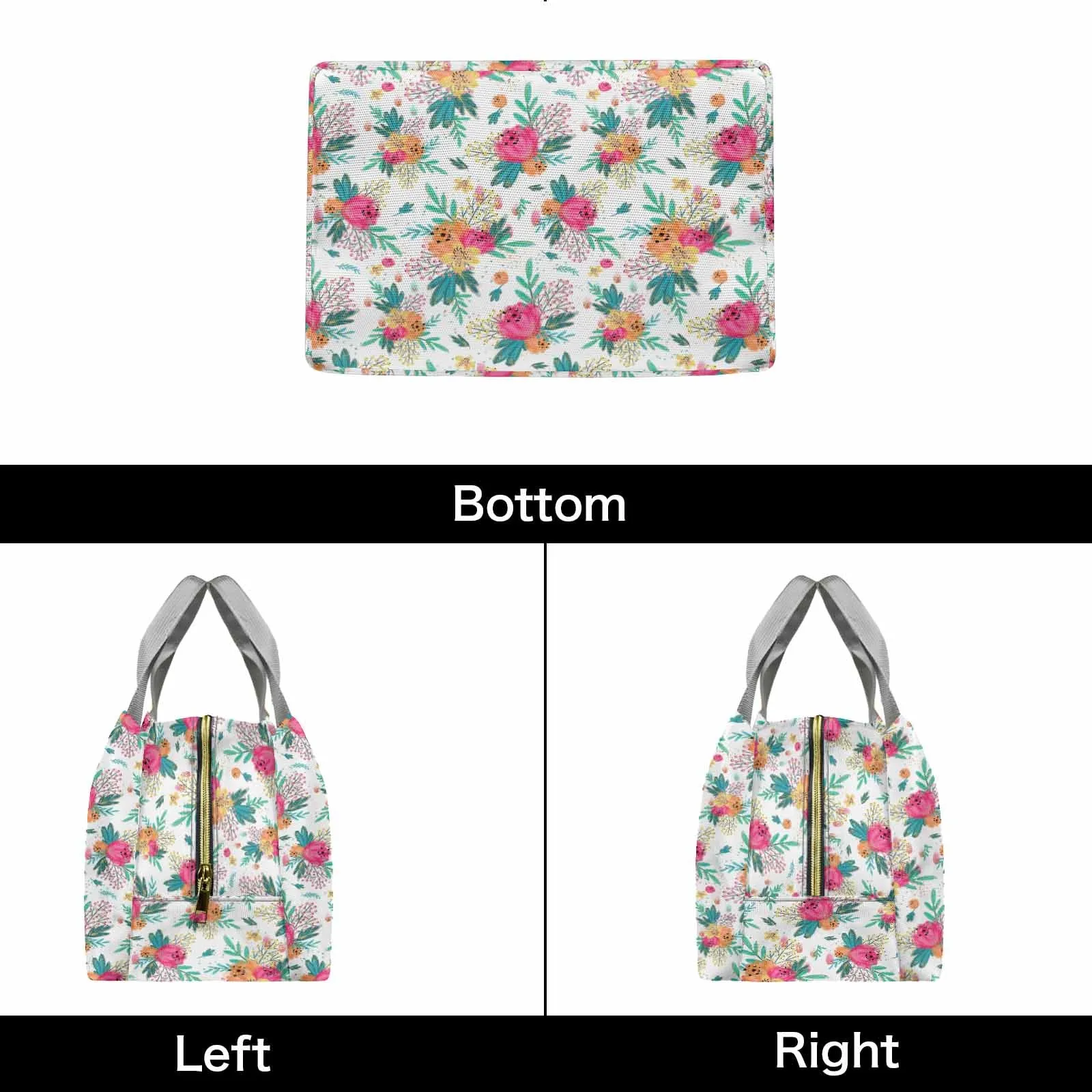 Australian Floral  Portable Lunch Bag-Grey Handle