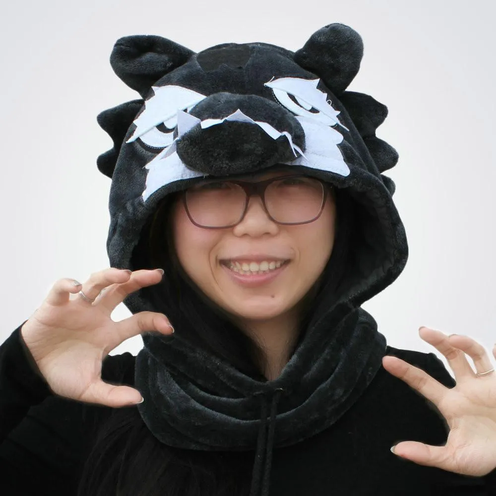 Black Timber Wolf Kigurumi Neck warmer Hood animal hat