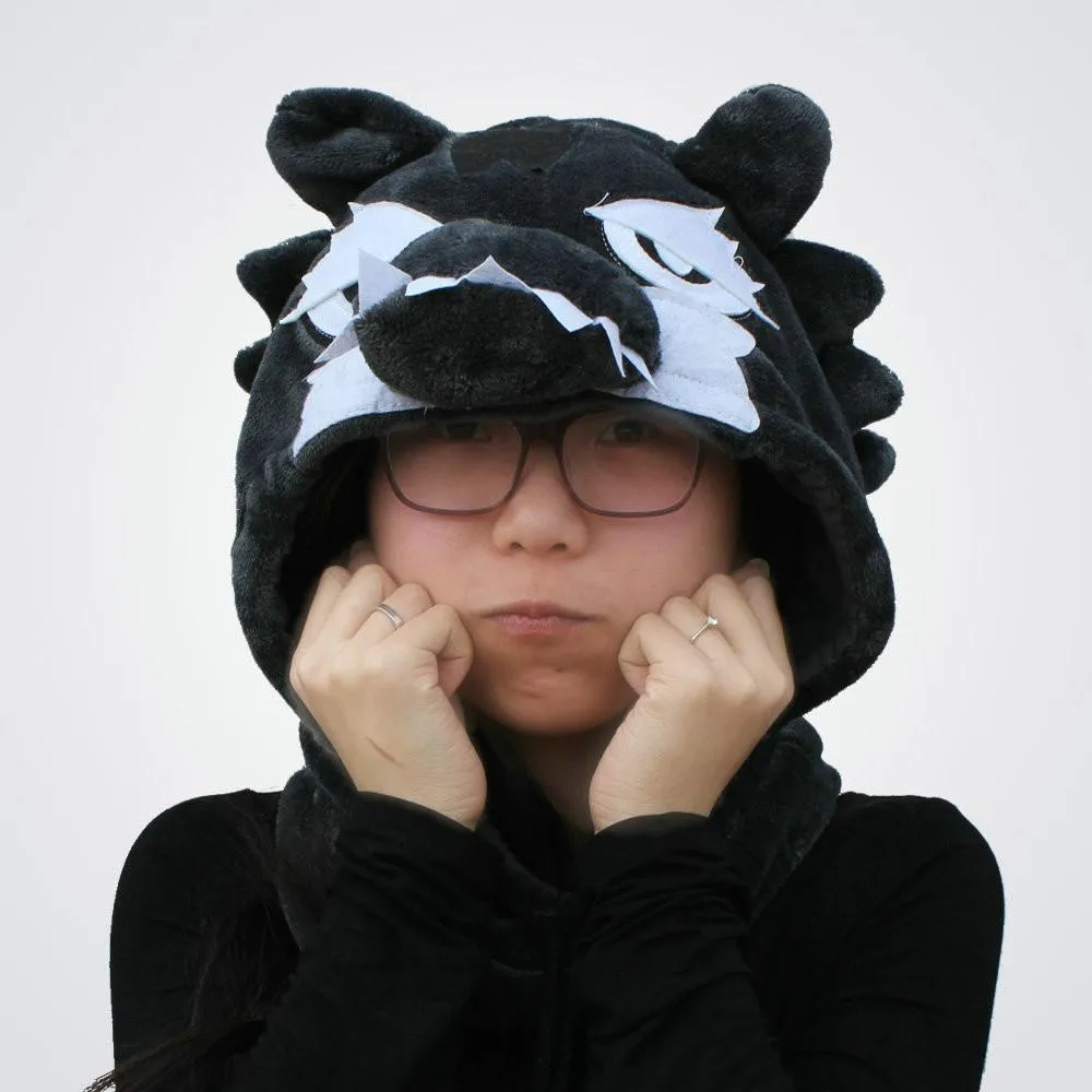 Black Timber Wolf Kigurumi Neck warmer Hood animal hat