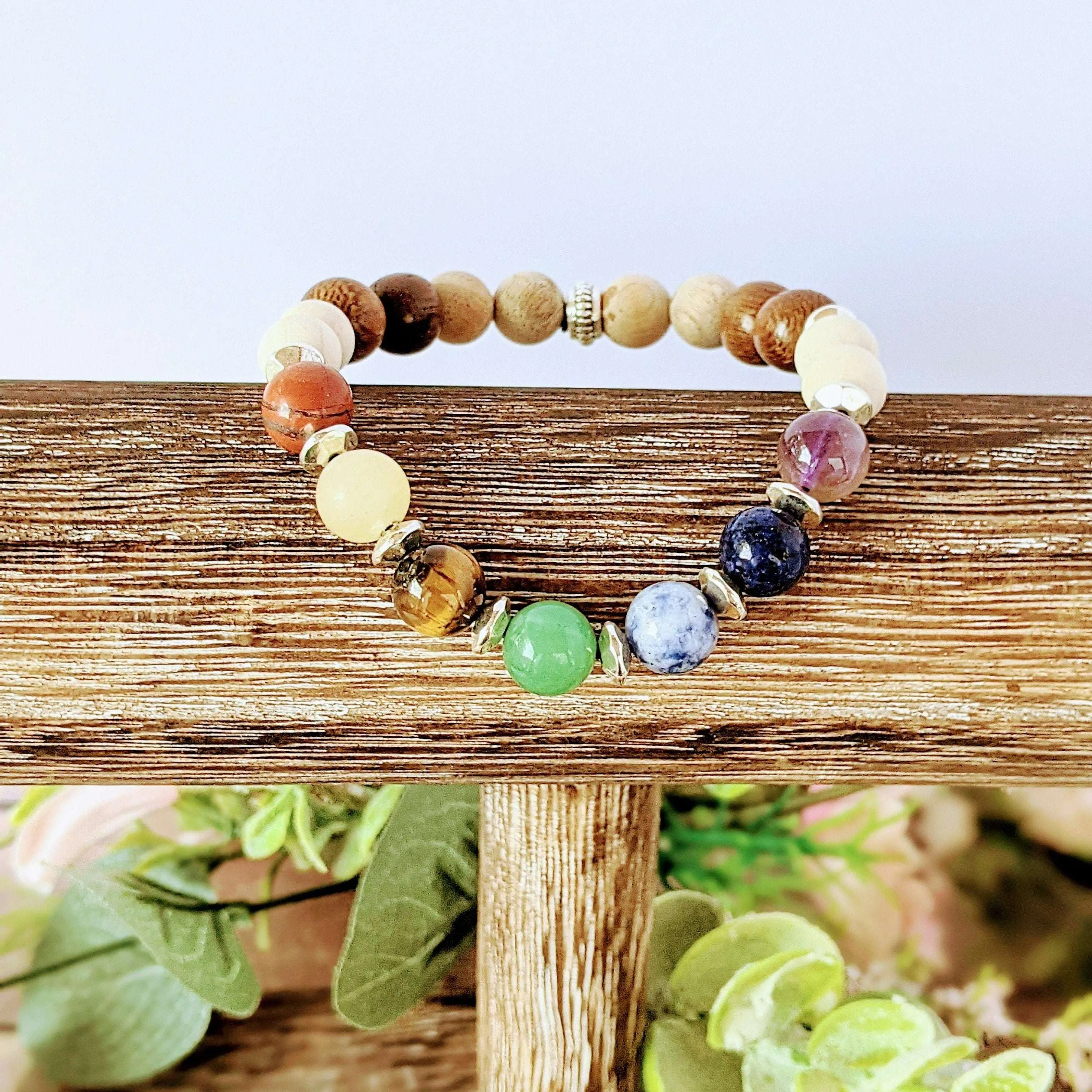 Chakra Multi Wood Bead Diffuser Bracelet- Energy & Balance