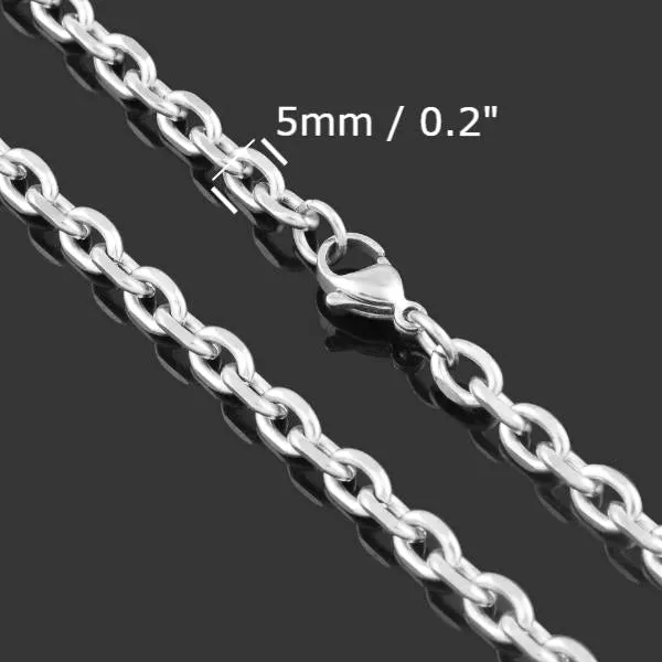 Classy Men 5mm Silver Rolo Chain Necklace