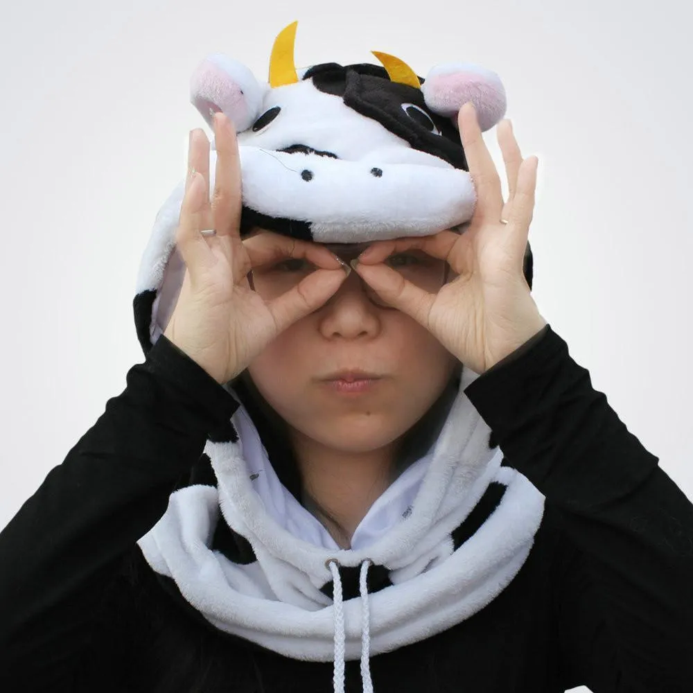 Cow Kigurumi Neckwarmer Hood hat animal onesiese accessories