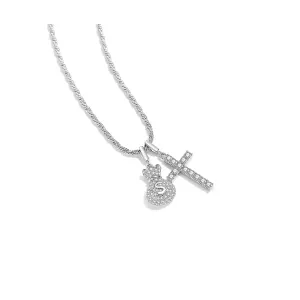 Cross Blessing Bag Silver Necklace