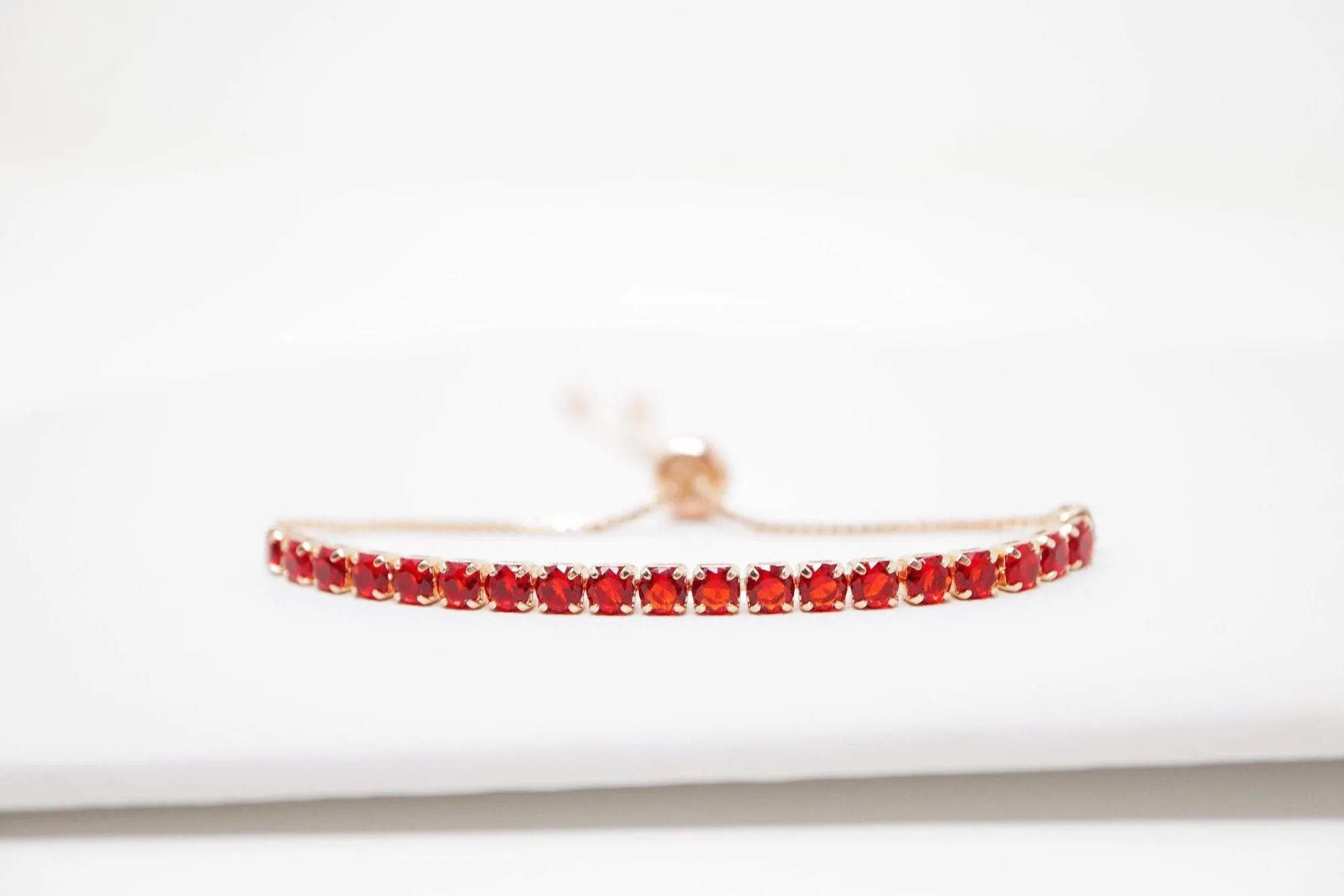 Cubic Zirconia Red Diamond Crystal Bracelet, Diamond Bracelet, Bridal Jewelry, Bridesmaid Gift, Statement Bracelet.