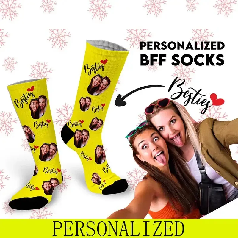 Customized Besties Best Friends Photo Socks