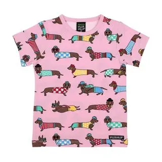 Dachshund Short Sleeve Shirt - Raspberry