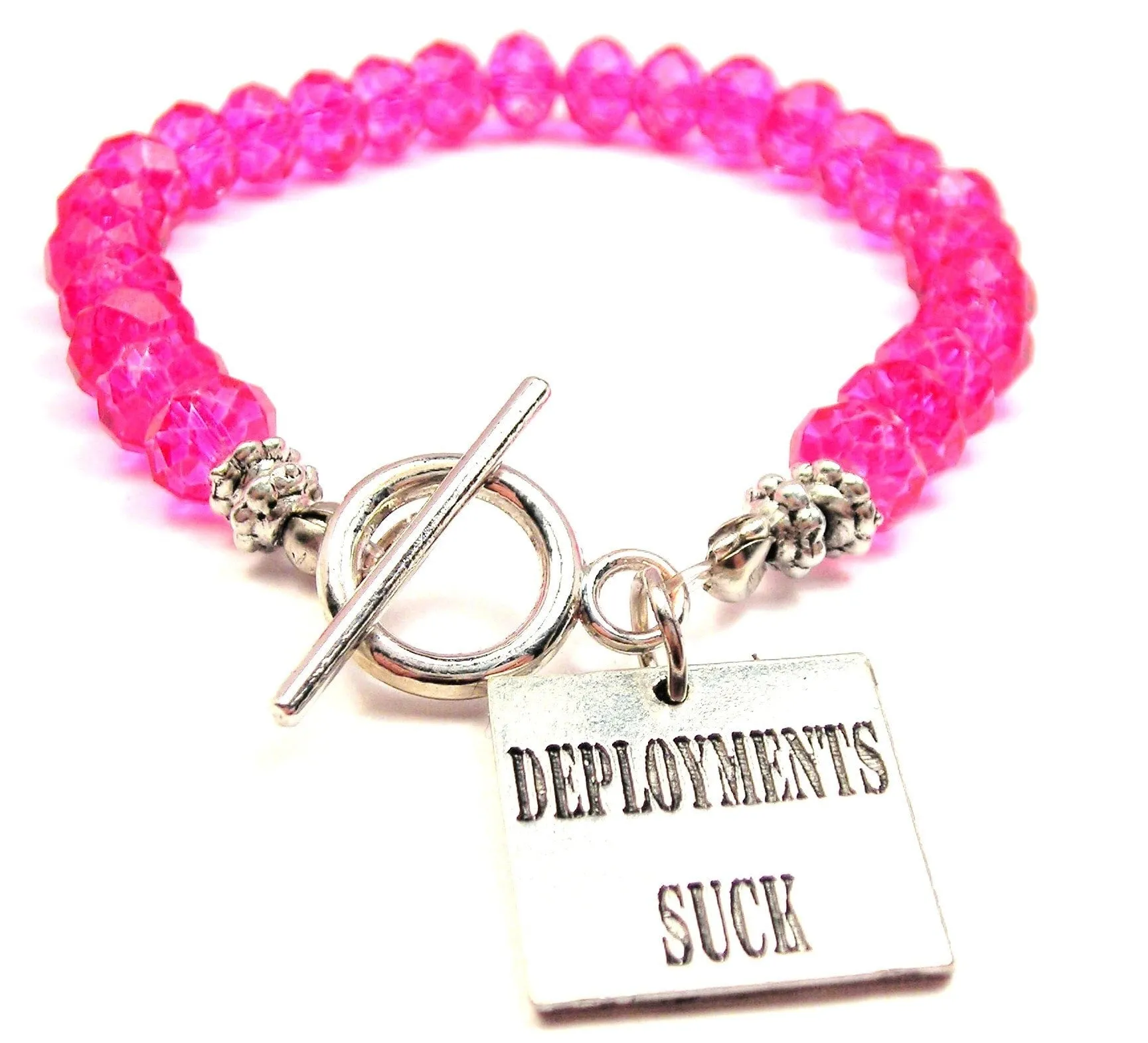 Deployments Suck Crystal Beaded Toggle Style Bracelet