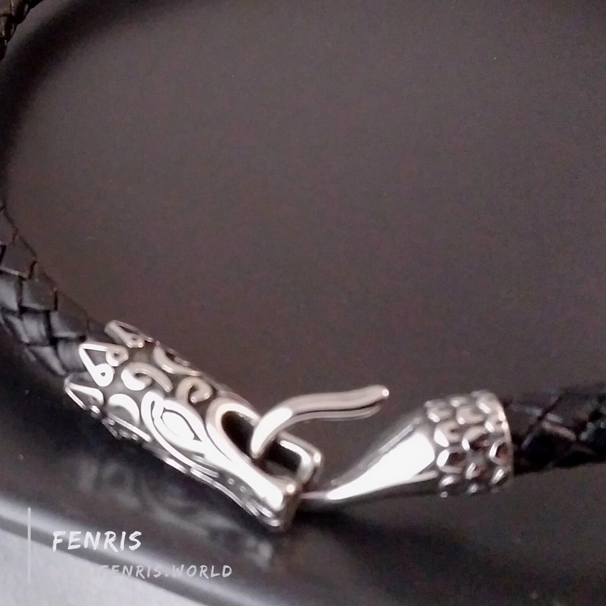 Dragon Choker Necklace Silver Black Leather