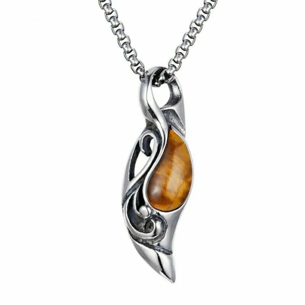 Drop Pendant with Tiger Eye Stone Necklace