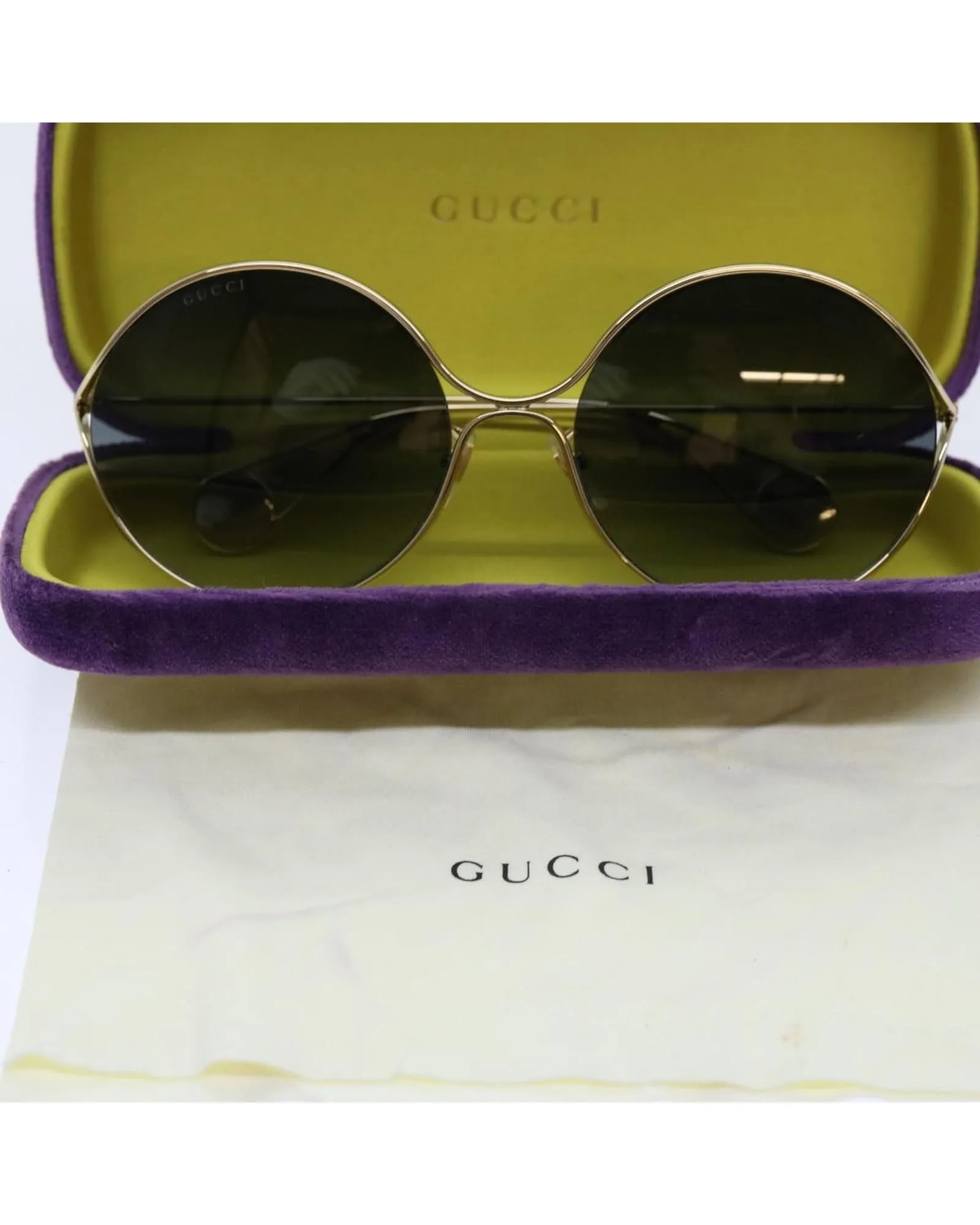 Gold Metal Sunglasses with Rectangular Frames