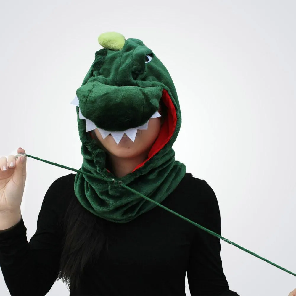 Green Dinosaur Kigurumi Neck warmer Hooded animal hat