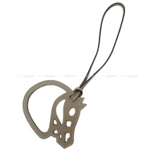 HERMES bagcharm Paddock Cheval Gris Asphalte Veau Swift[EXCELLENT][Authentic]