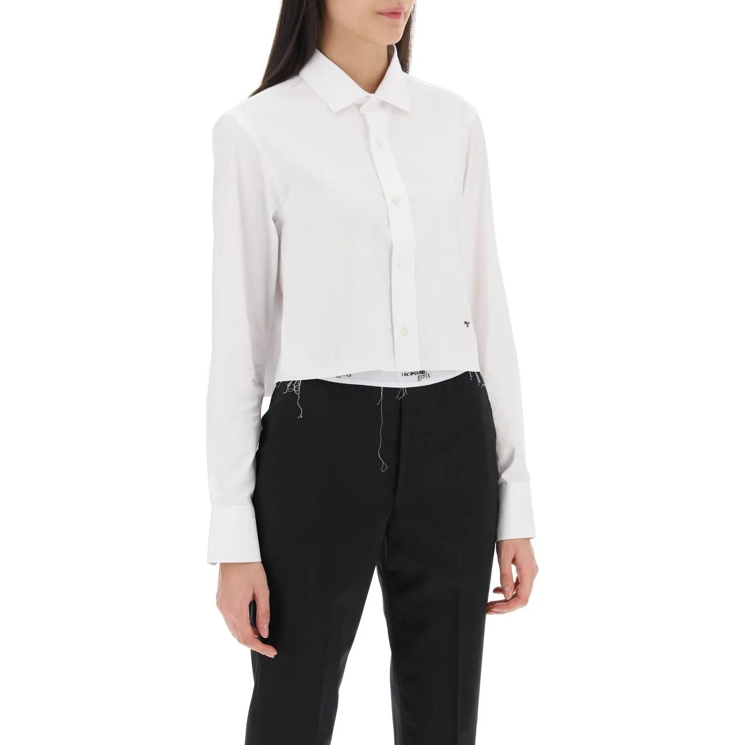 Homme Girls cotton twill cropped shirt