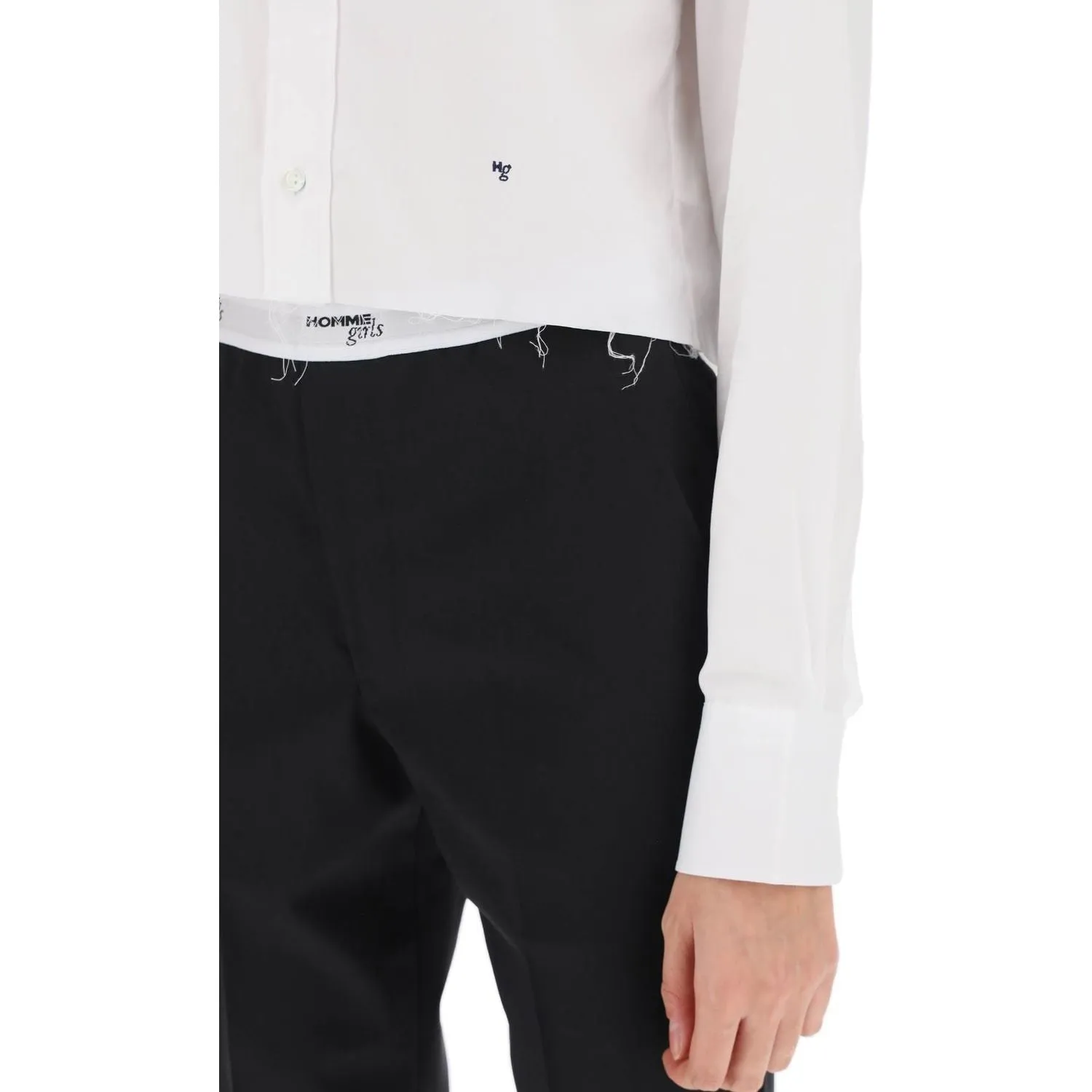 Homme Girls cotton twill cropped shirt