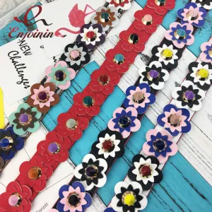 Hot fashion personality flower rivet handbags belts women bags strap women bag accessory bags parts pu leather icon bag belts