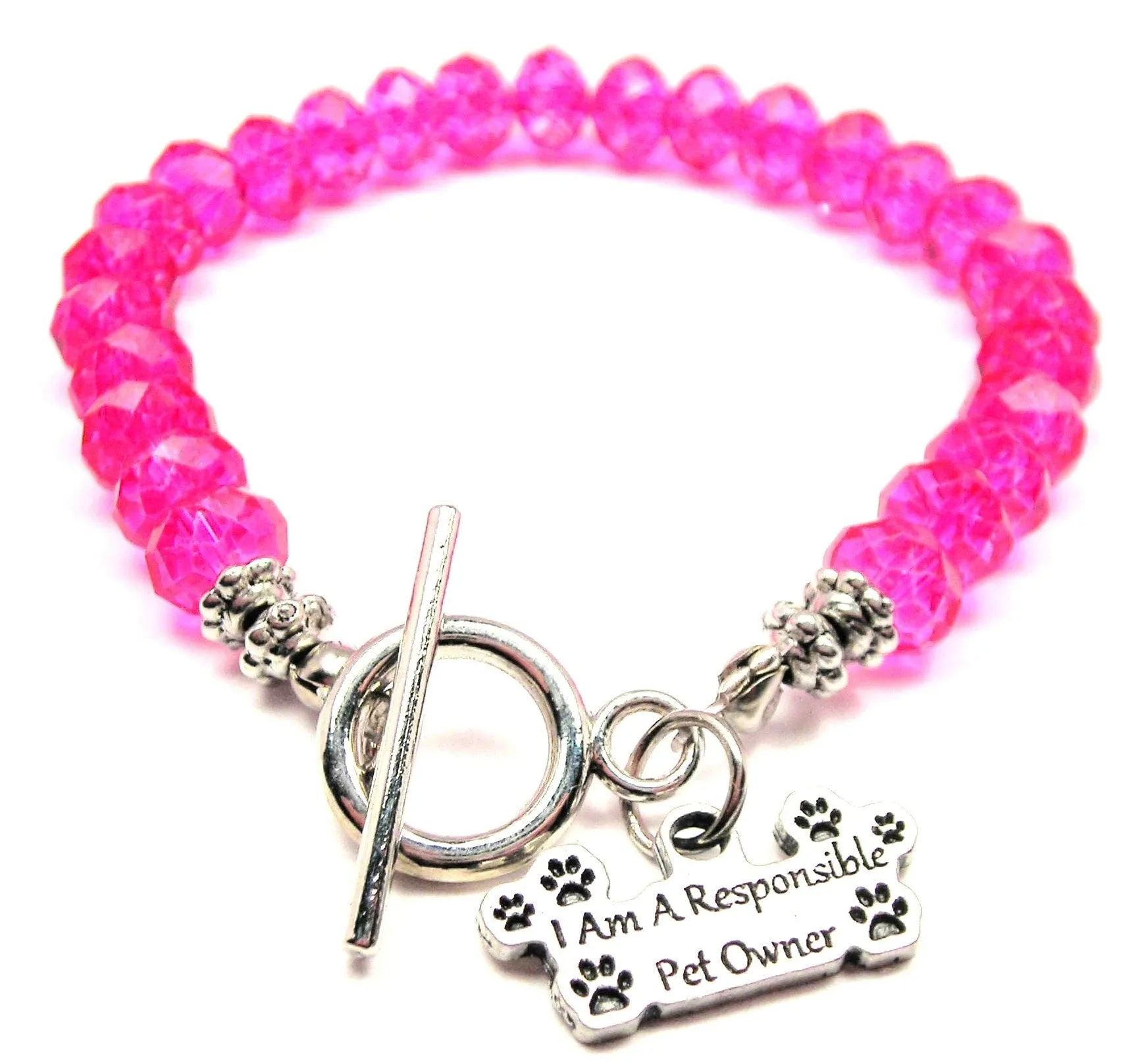 I Am A Responsible Pet Owner Crystal Beaded Toggle Style Bracelet