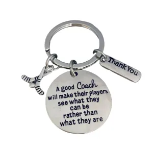 Ice Hockey Coach Keychain with Inspirational Charms