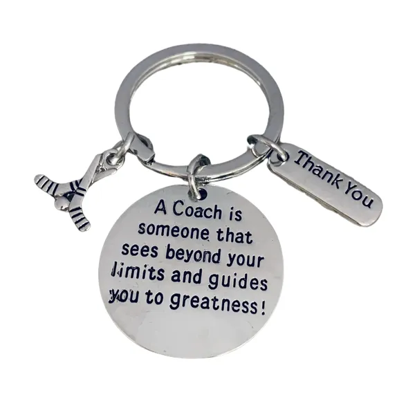 Ice Hockey Coach Keychain with Inspirational Charms