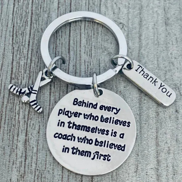 Ice Hockey Coach Keychain with Inspirational Charms