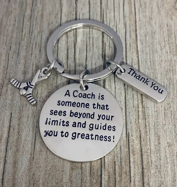 Ice Hockey Coach Keychain with Inspirational Charms