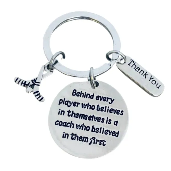 Ice Hockey Coach Keychain with Inspirational Charms