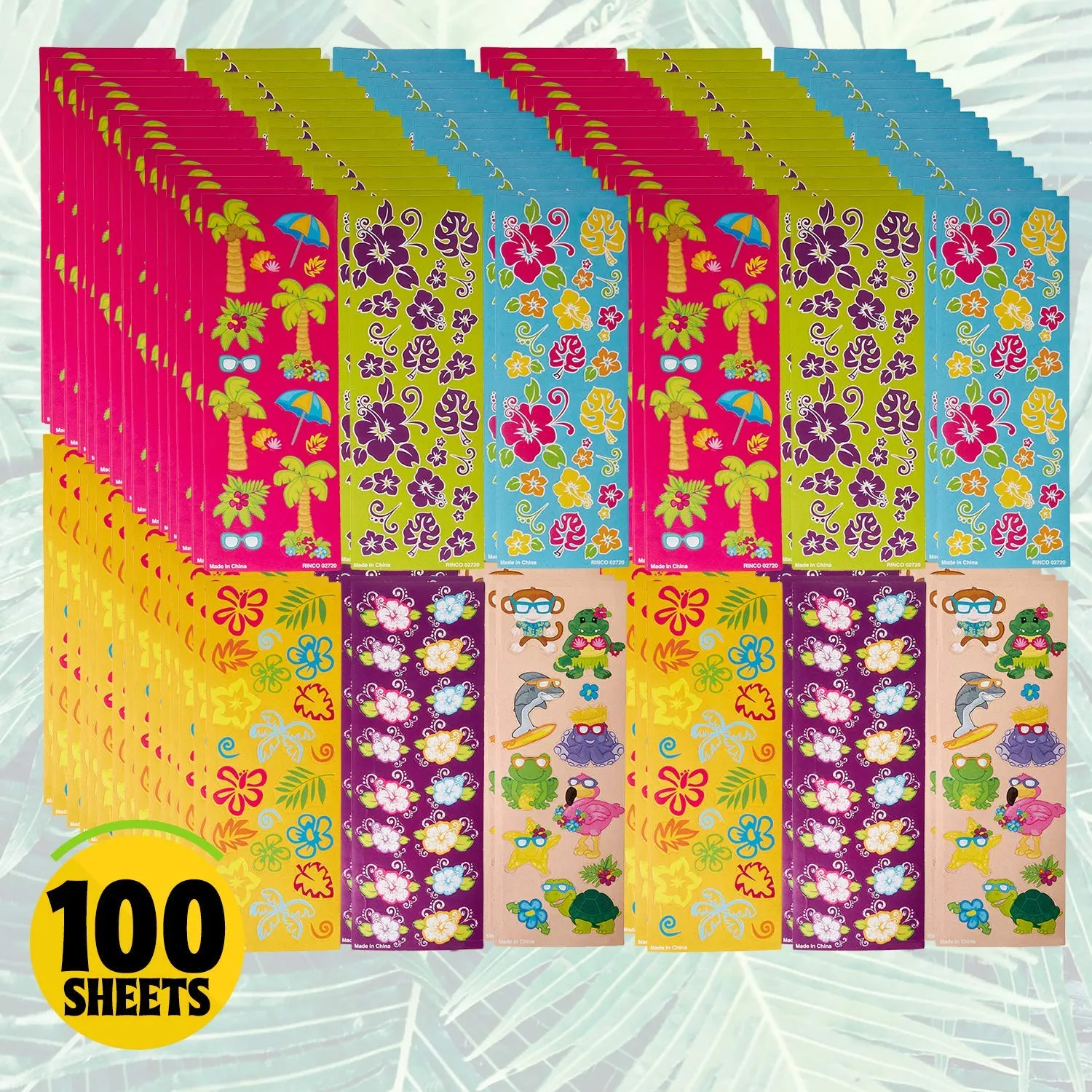 Kicko Assorted Tropical Stickers - 100 Sheets - Cool and Fun Summer Themed Scrapbook