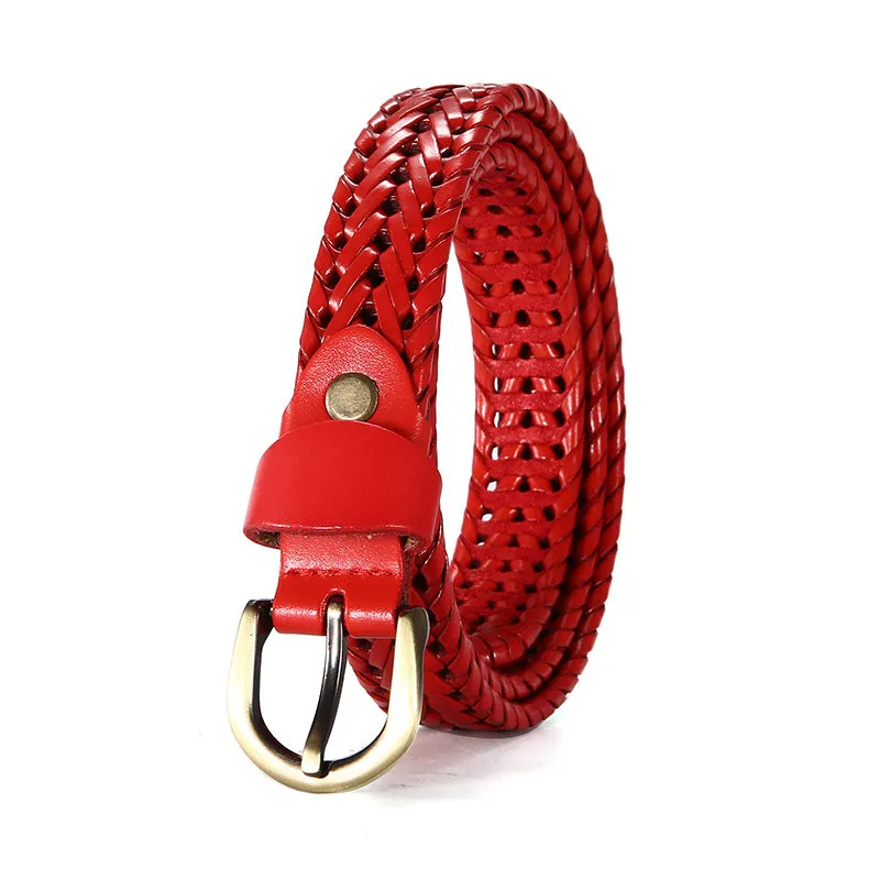 Leather Pin Buckle One Piece Dropshipping Wholesale Belt Woven Red Wedding Gift Pant Belt for Men and Women