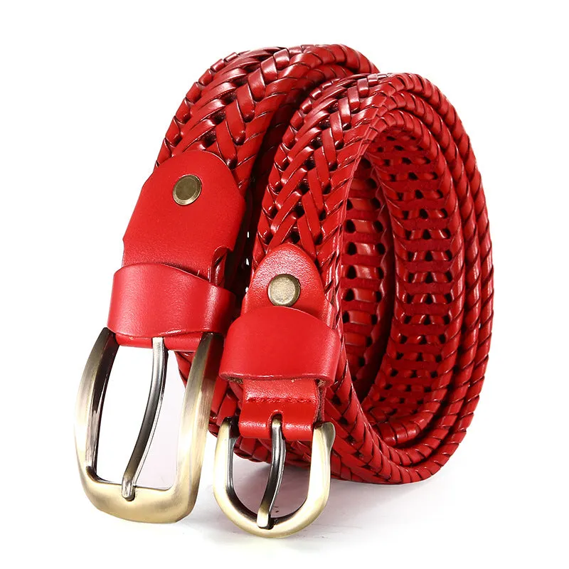 Leather Pin Buckle One Piece Dropshipping Wholesale Belt Woven Red Wedding Gift Pant Belt for Men and Women