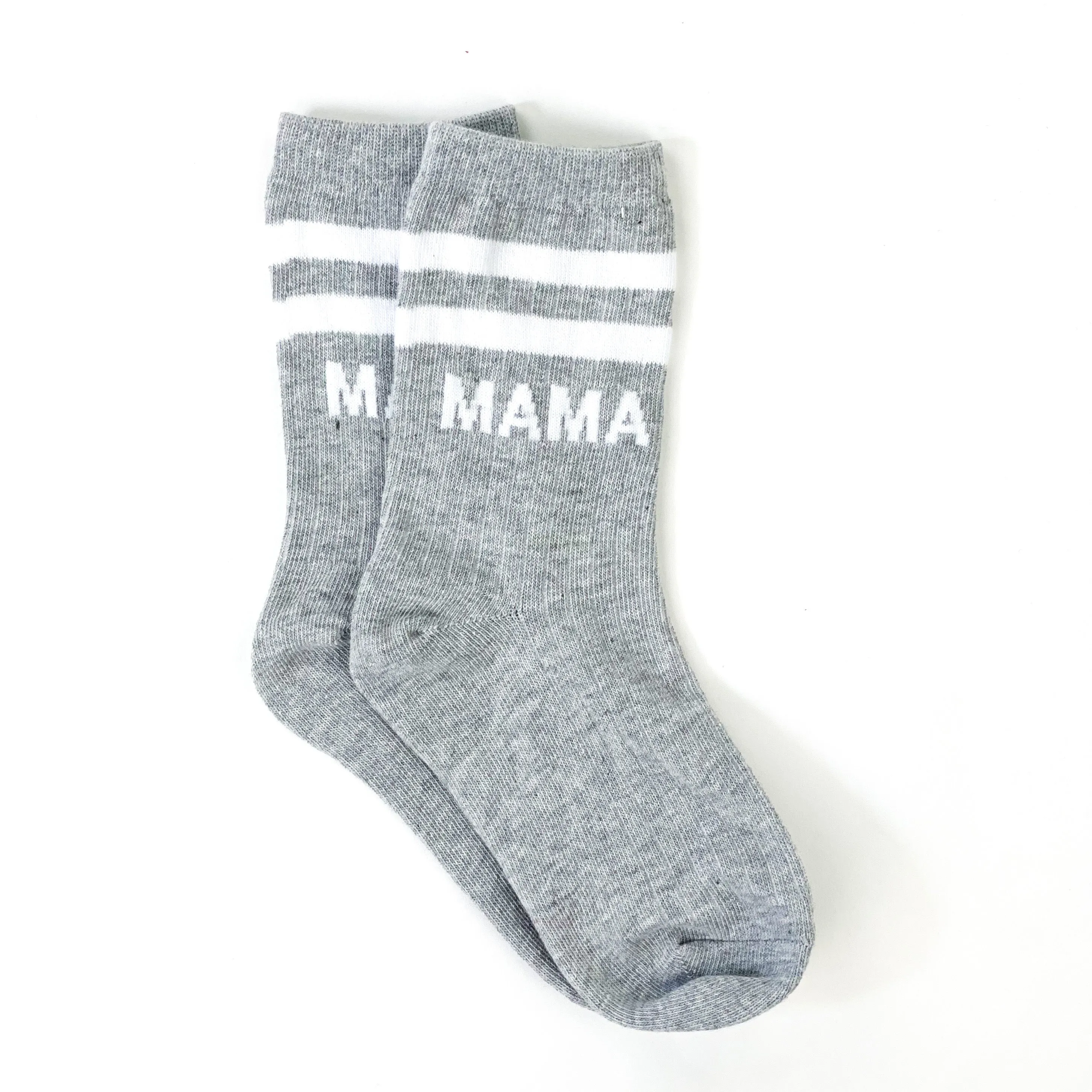 LMSS® MAMA CREW SOCKS - Gray w/ White Block Font