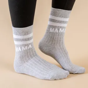 LMSS® MAMA CREW SOCKS - Gray w/ White Block Font