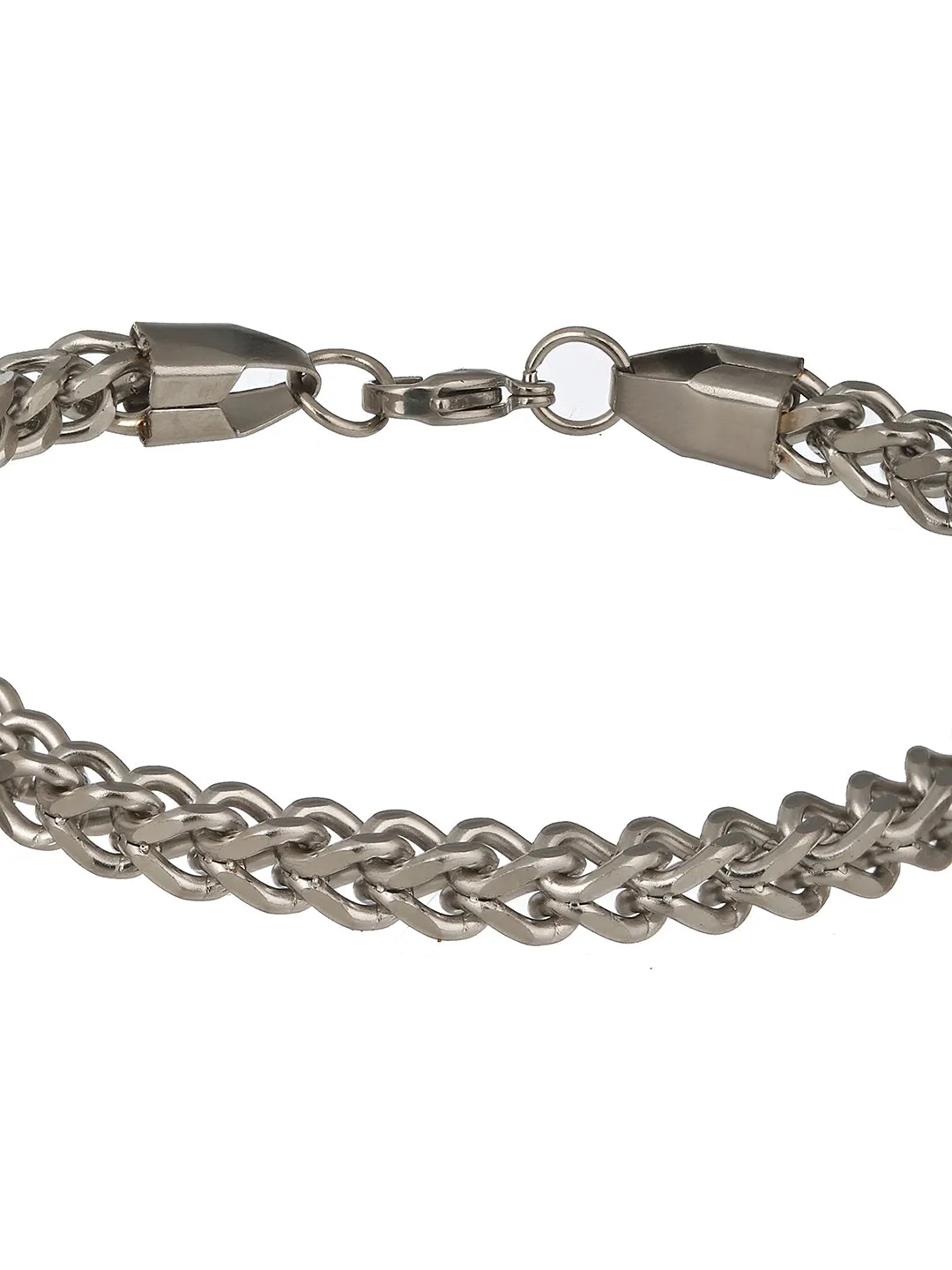 Men Silver-Toned Rhodium-Plated Link Bracelet