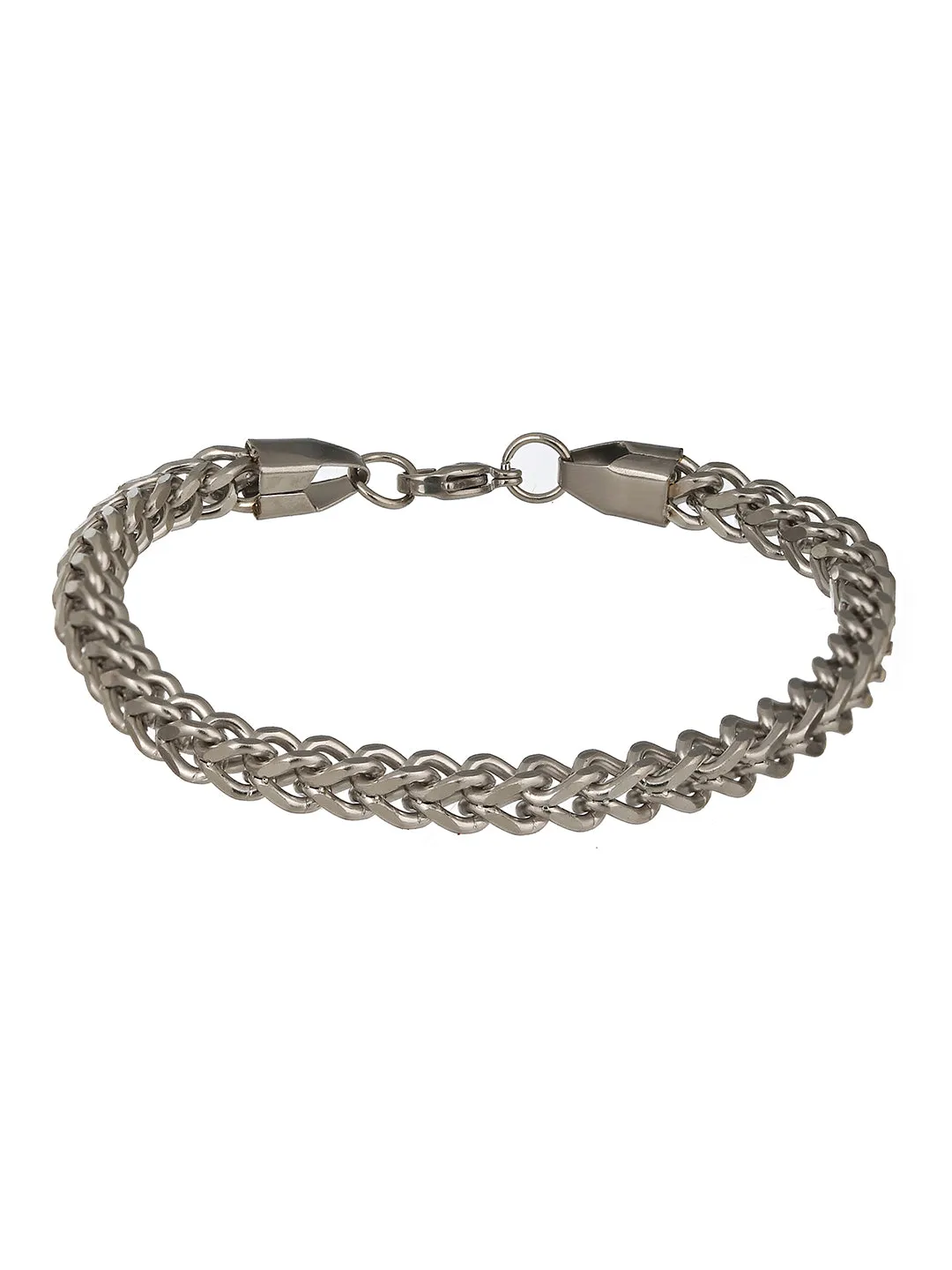 Men Silver-Toned Rhodium-Plated Link Bracelet