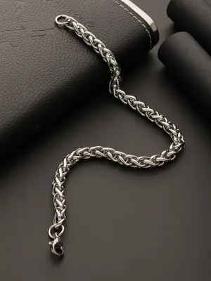 Men Silver-Toned Rhodium-Plated Link Bracelet