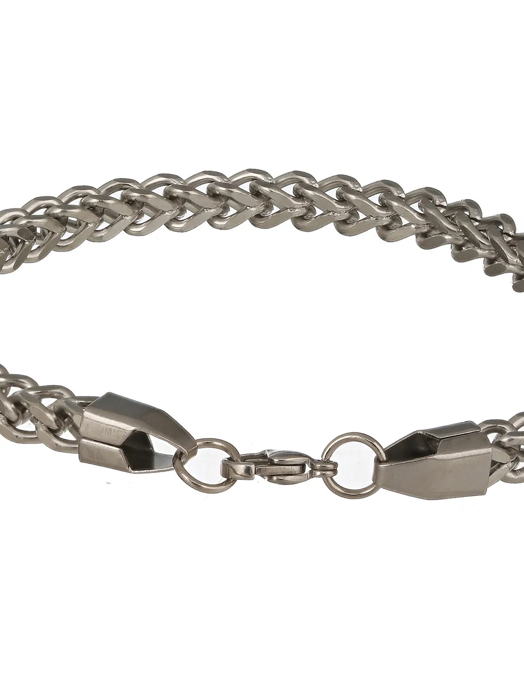 Men Silver-Toned Rhodium-Plated Link Bracelet