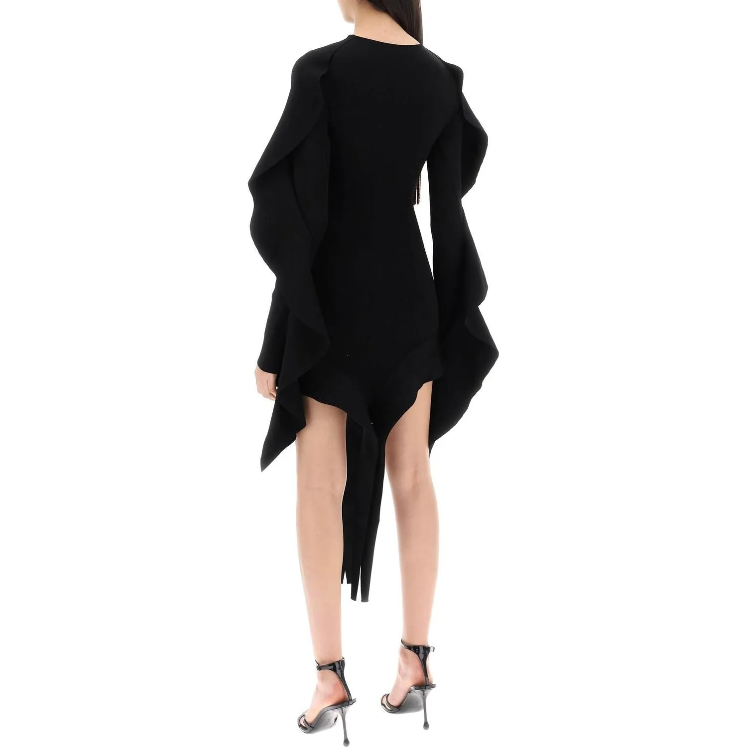 Mugler asymmetric mini dress with ruffle details