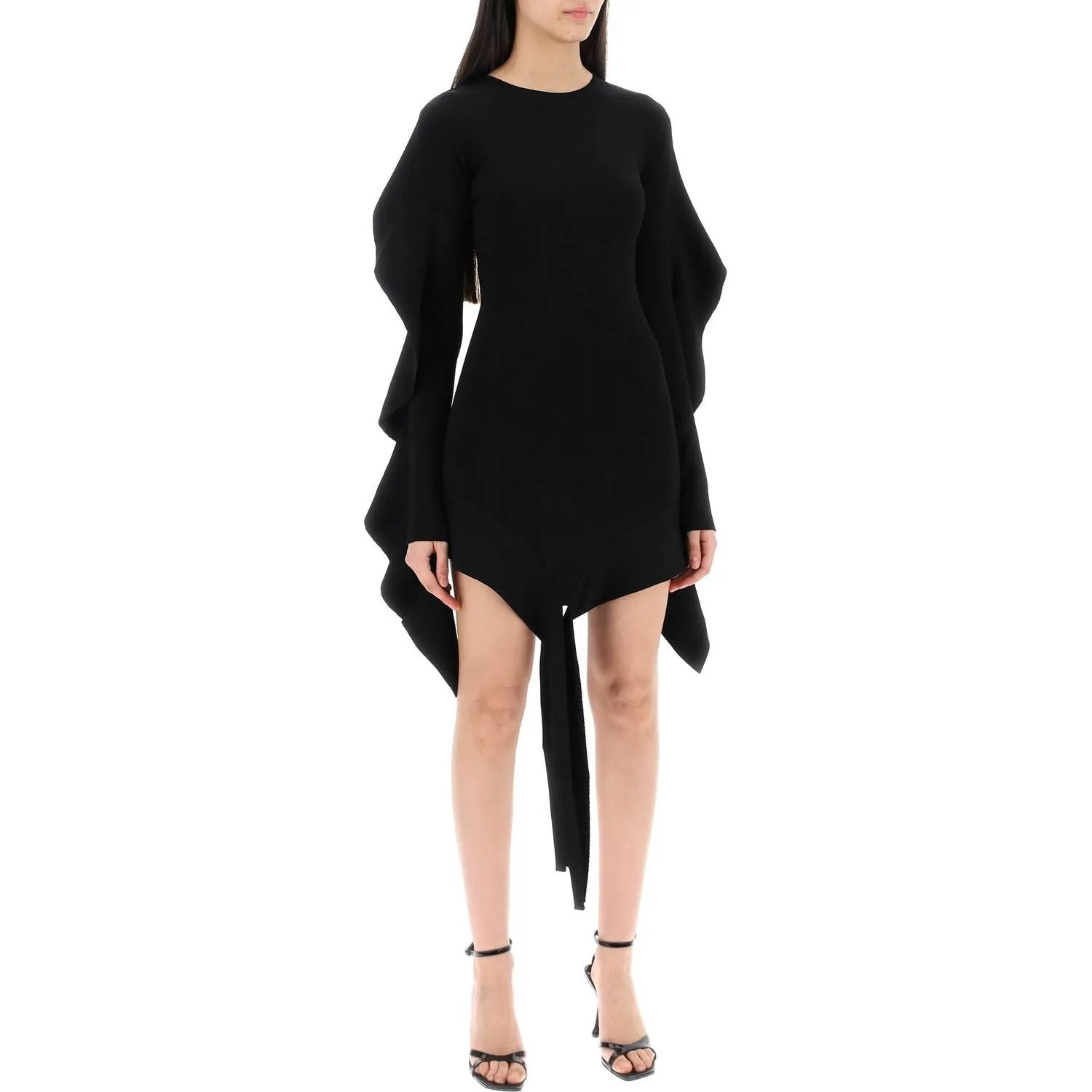 Mugler asymmetric mini dress with ruffle details