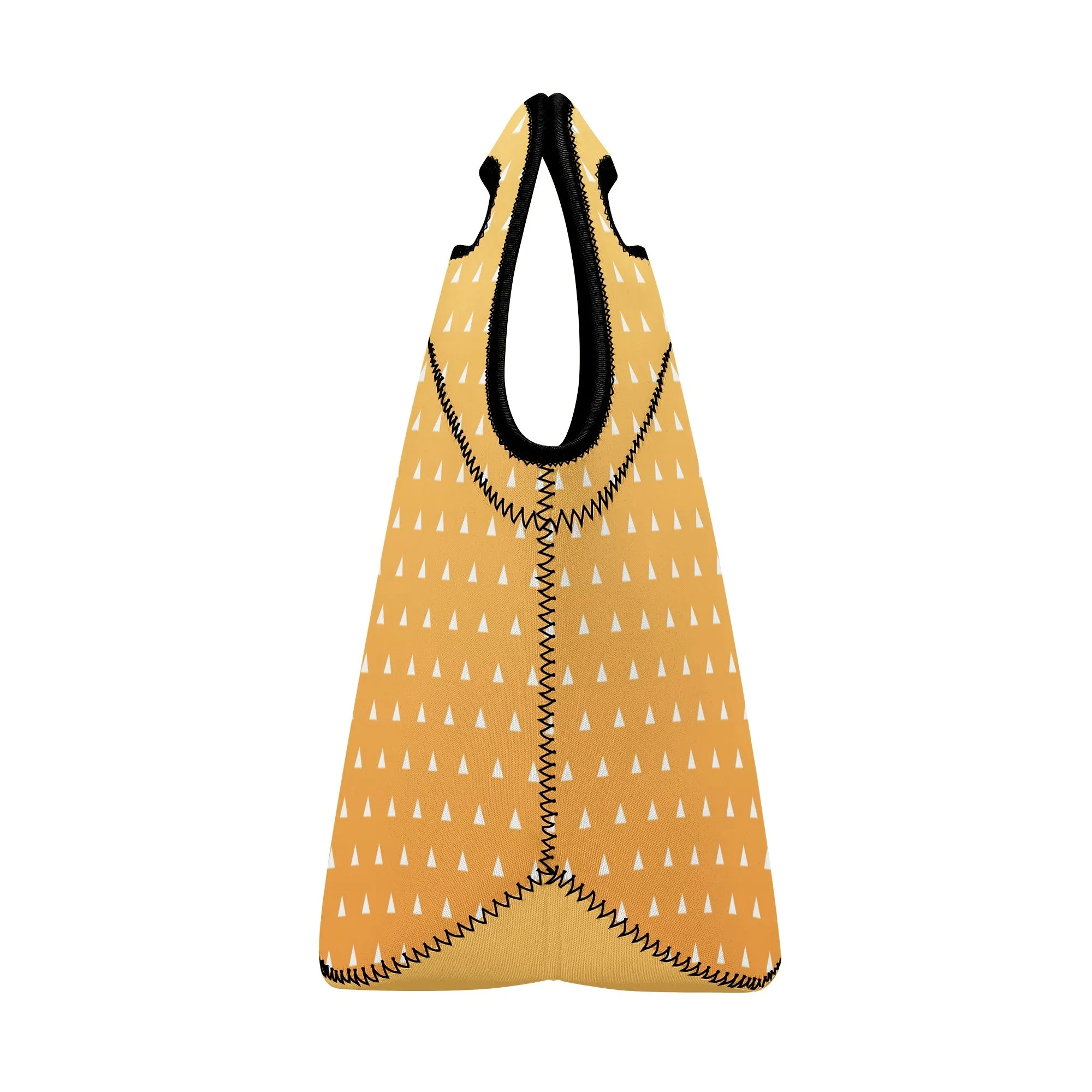 Neoprene lunch bag | Back to School Supplies | Thermal Insulated Lunch Bag | Anime Inspired Yellow Orange Triangles