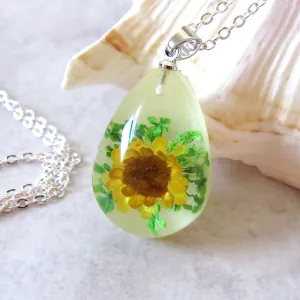 (On Sale!) Sunflower Real Flower Necklaces