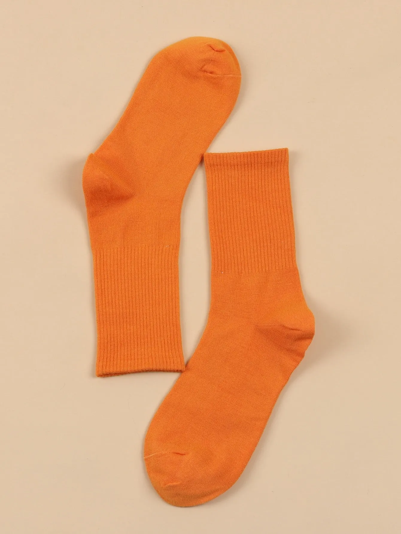 Orange Plain Crew Socks for Women Plain Socks Cozy Socks Fashion Socks