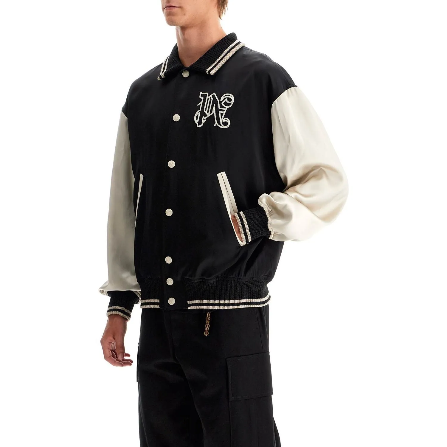 Palm Angels satin varsity jacket for