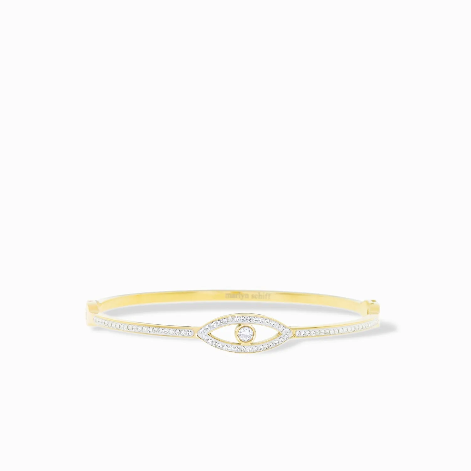 pave hinge bangle with crystal evil eye